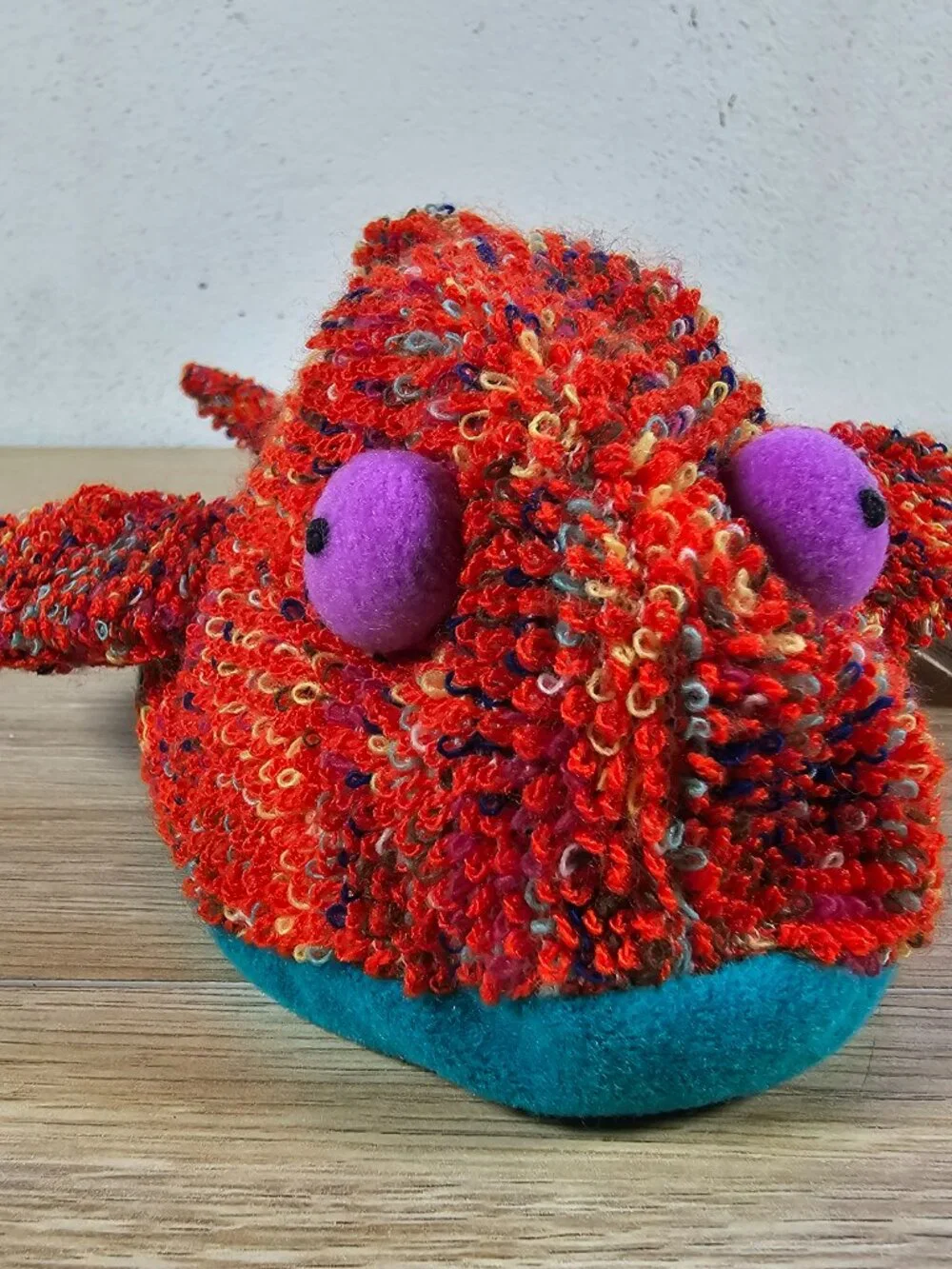 Russ Berrie Floppy Fish Beanbag Plush Toy Red Textured Terry Cloth w/ Tags 8.5